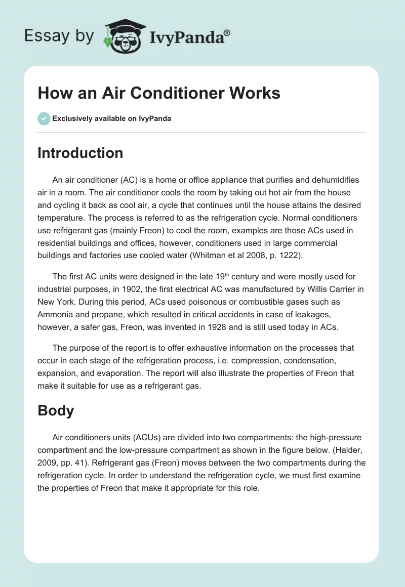 How an Air Conditioner Works. Page 1