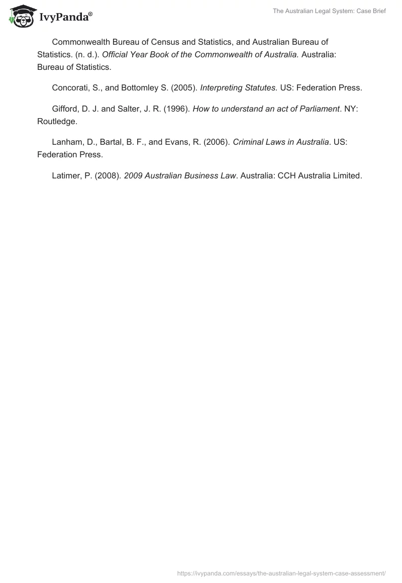 The Australian Legal System: Case Brief. Page 5