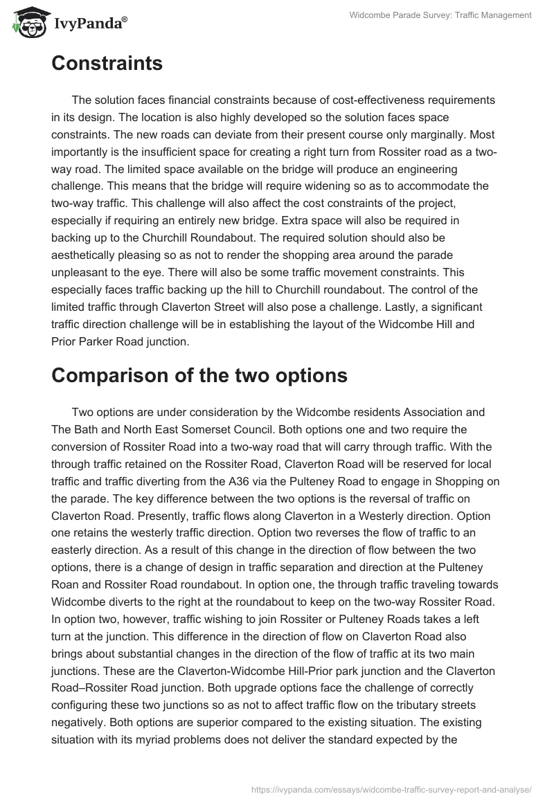 Widcombe Parade Survey: Traffic Management. Page 5