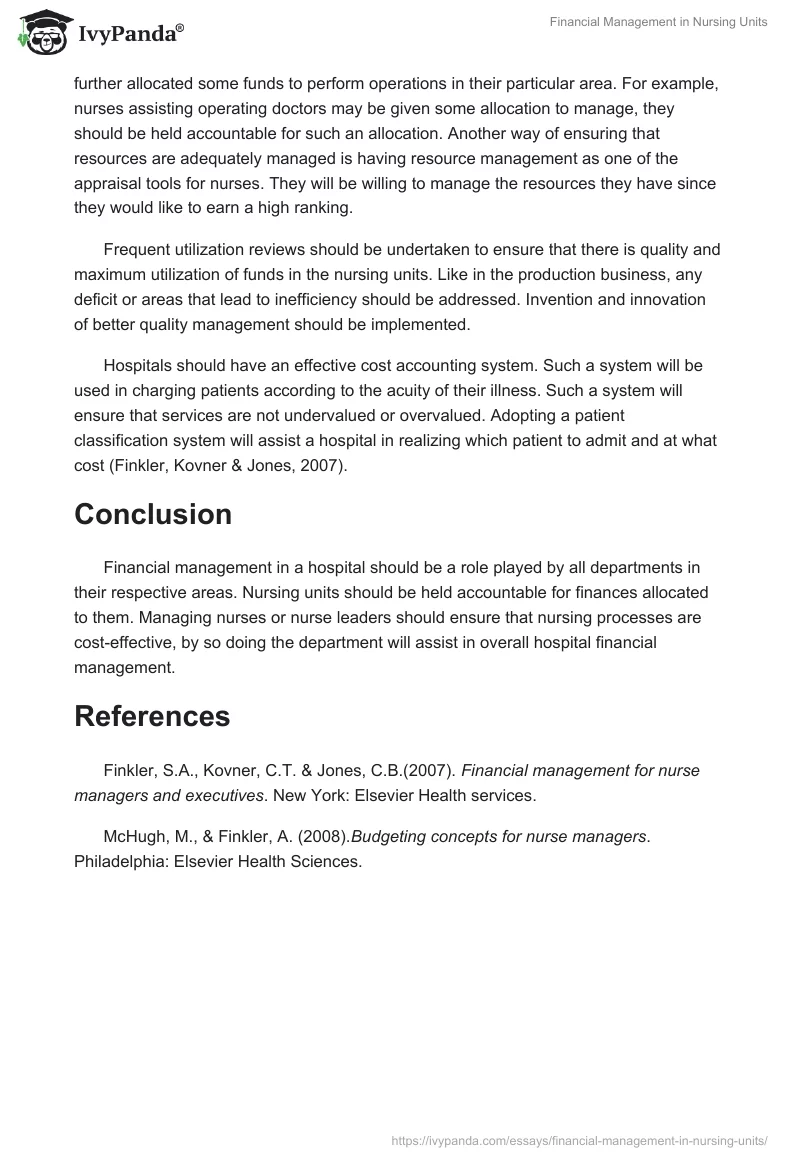 Financial Management in Nursing Units. Page 2