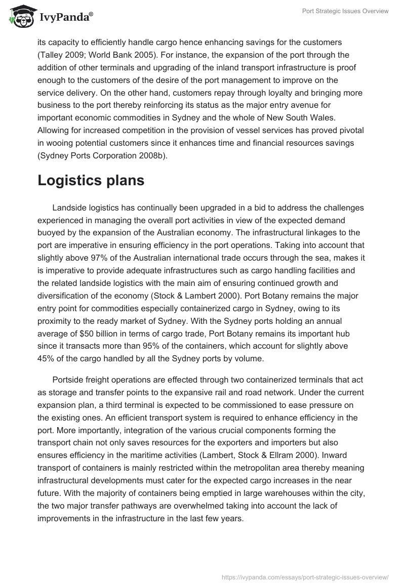 Port Strategic Issues Overview. Page 3