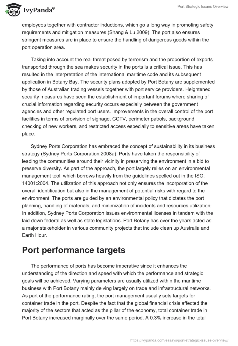 Port Strategic Issues Overview. Page 5