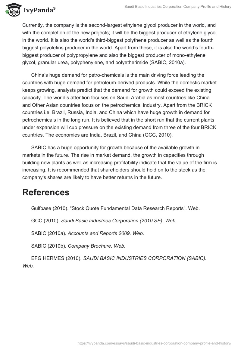 Saudi Basic Industries Corporation Company Profile and History. Page 3
