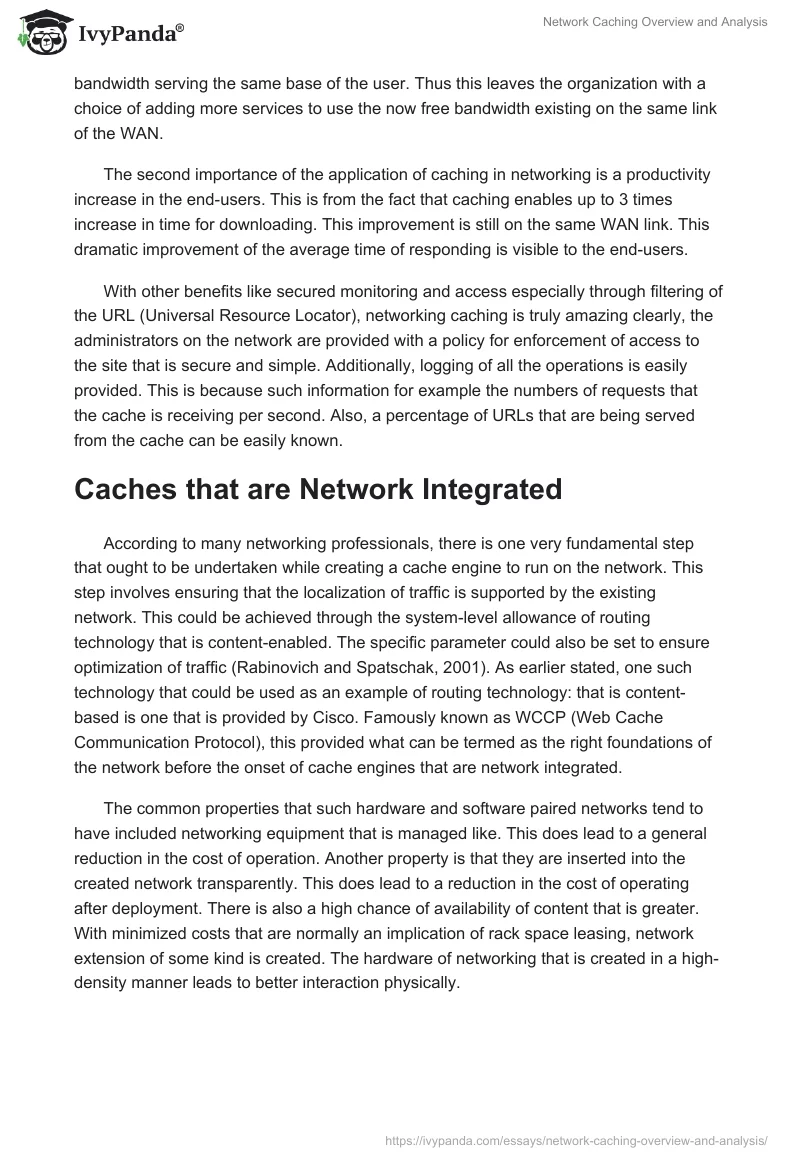 Network Caching Overview and Analysis. Page 2