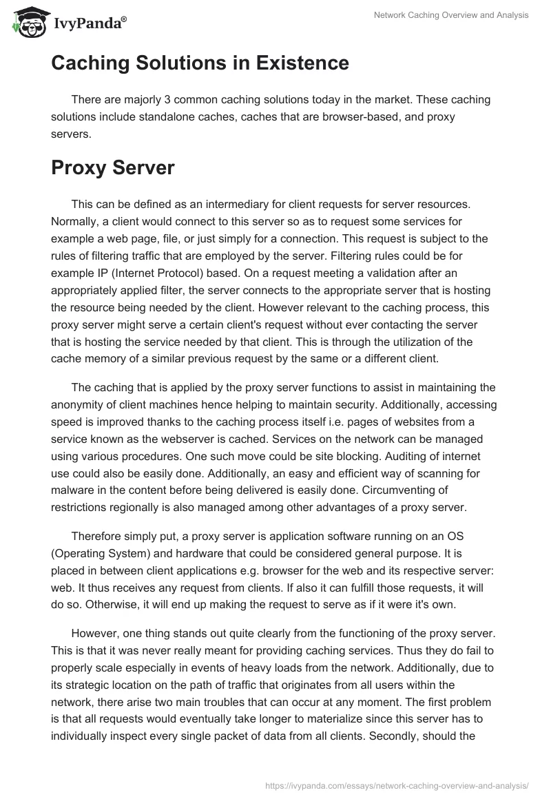 Network Caching Overview and Analysis. Page 3