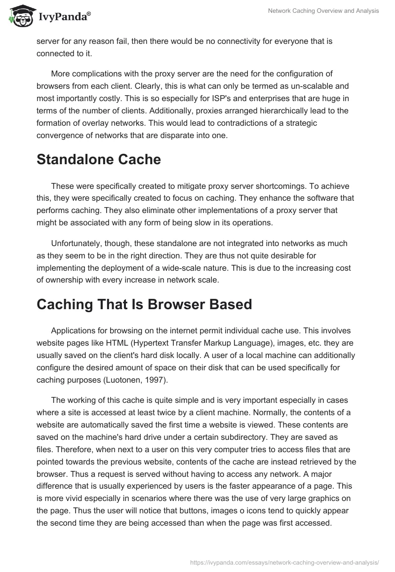 Network Caching Overview and Analysis. Page 4