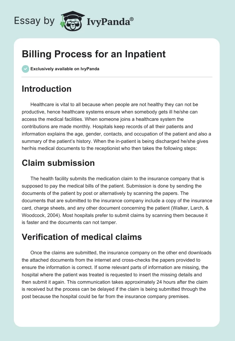 Billing Process for an Inpatient. Page 1