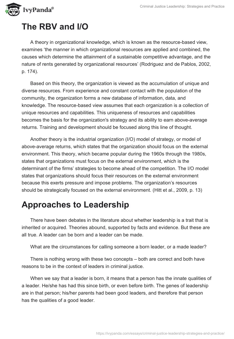 Criminal Justice Leadership: Strategies and Practice. Page 4