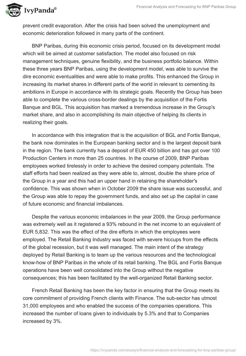 Financial Analysis and Forecasting for BNP Paribas Group. Page 2