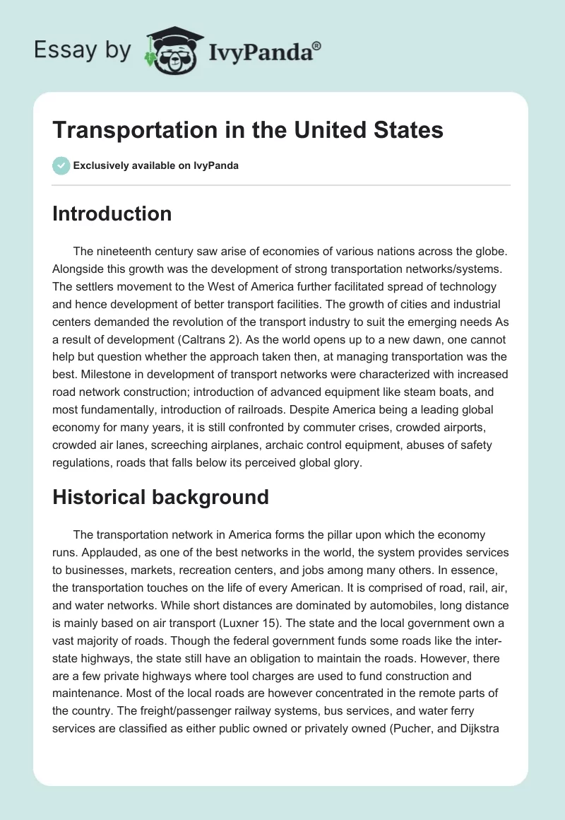 Transportation in the United States. Page 1