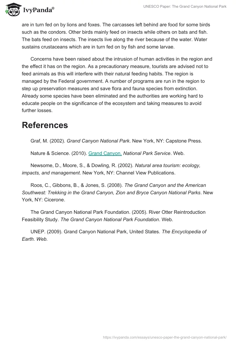 UNESCO Paper: The Grand Canyon National Park. Page 5