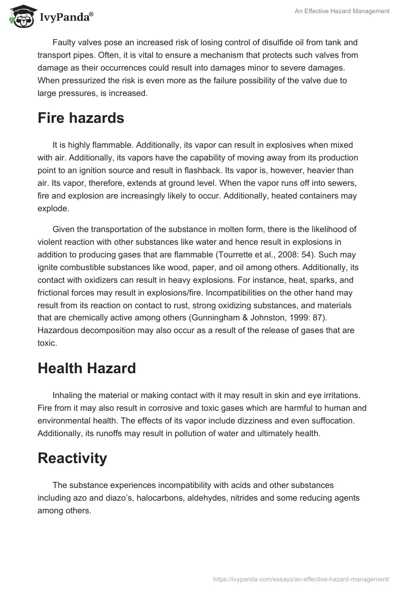 An Effective Hazard Management. Page 2