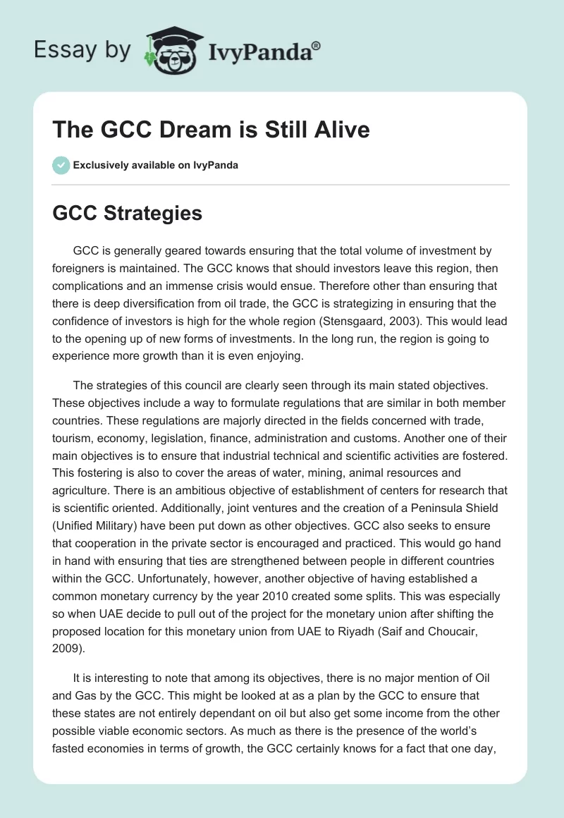 The GCC Dream is Still Alive. Page 1