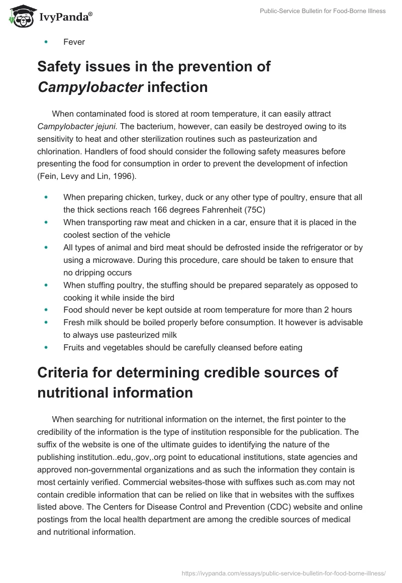 Public-Service Bulletin for Food-Borne Illness. Page 2