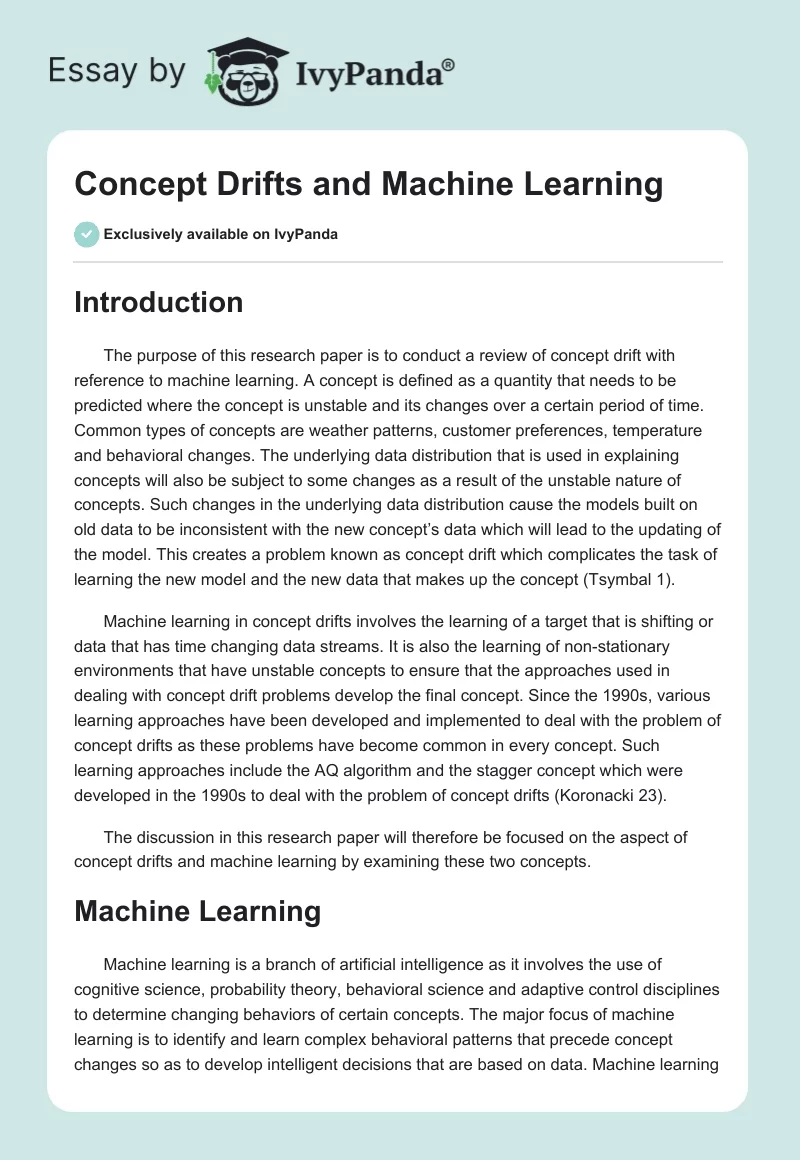 Concept Drifts and Machine Learning. Page 1