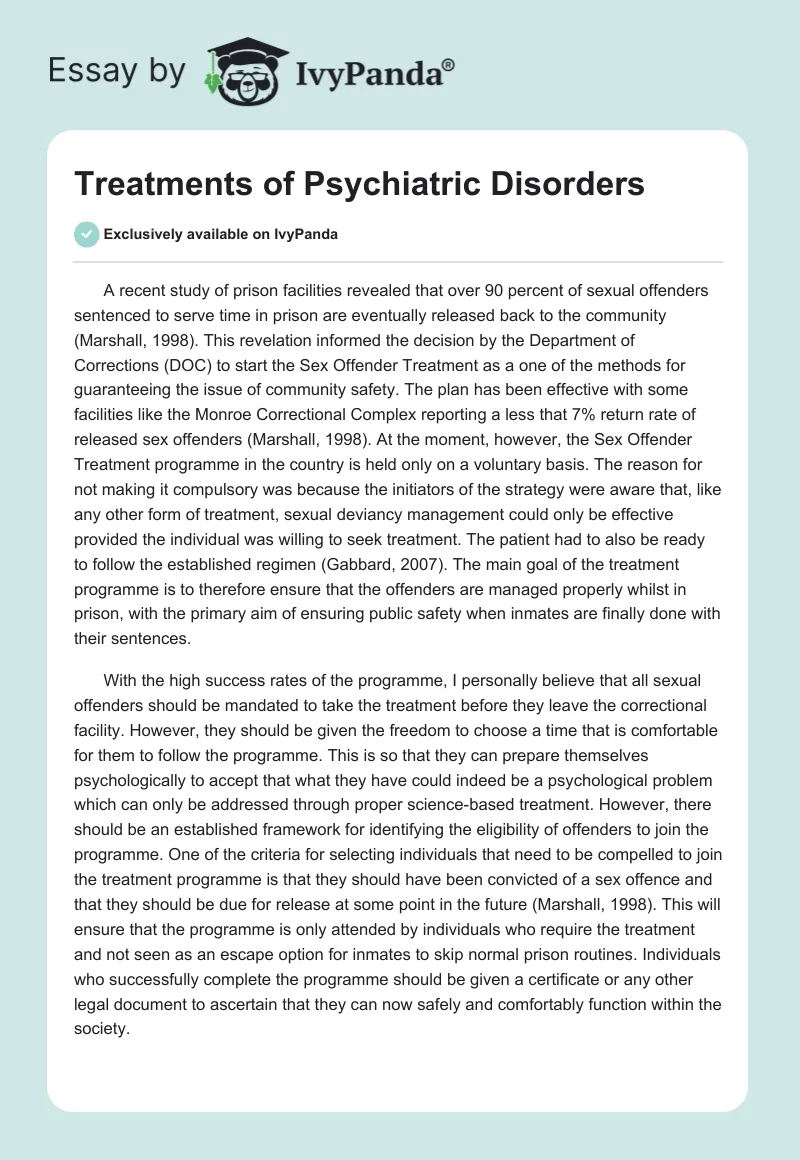 Treatments of Psychiatric Disorders. Page 1