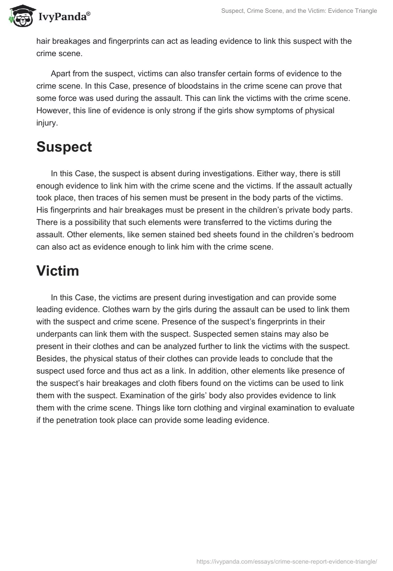 Suspect, Crime Scene, and the Victim: Evidence Triangle. Page 2