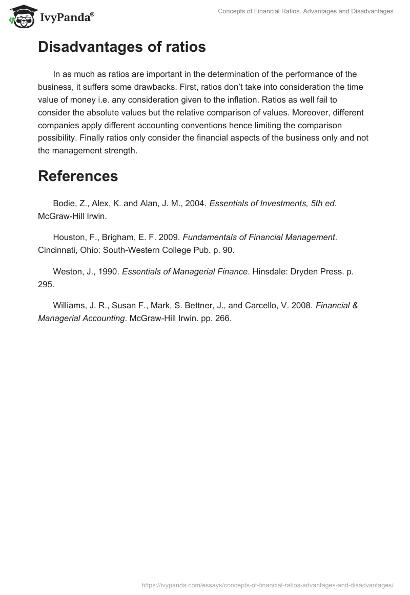 Concepts of Financial Ratios. Advantages and Disadvantages. Page 3