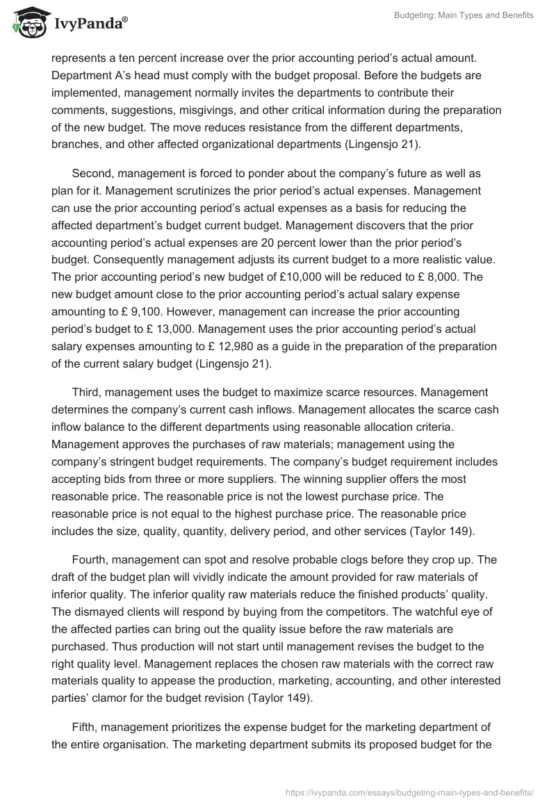 Budgeting: Main Types and Benefits. Page 2