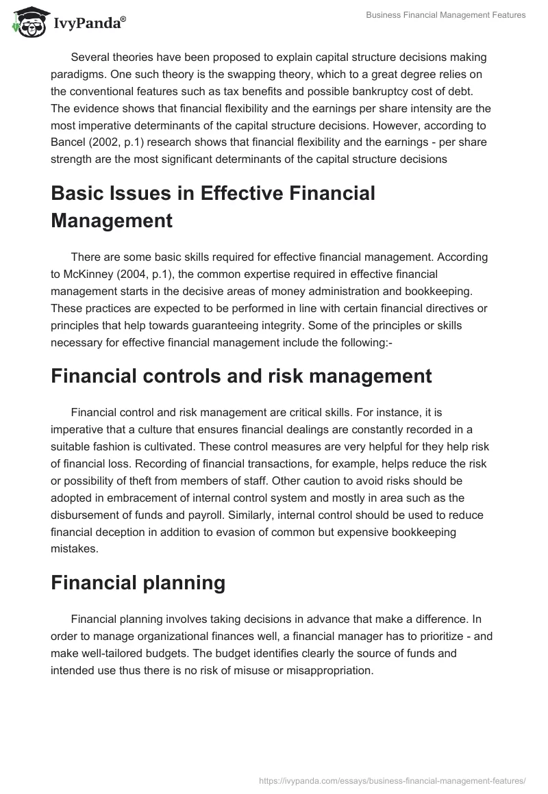 Business Financial Management Features. Page 4
