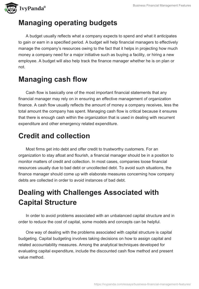 Business Financial Management Features. Page 5