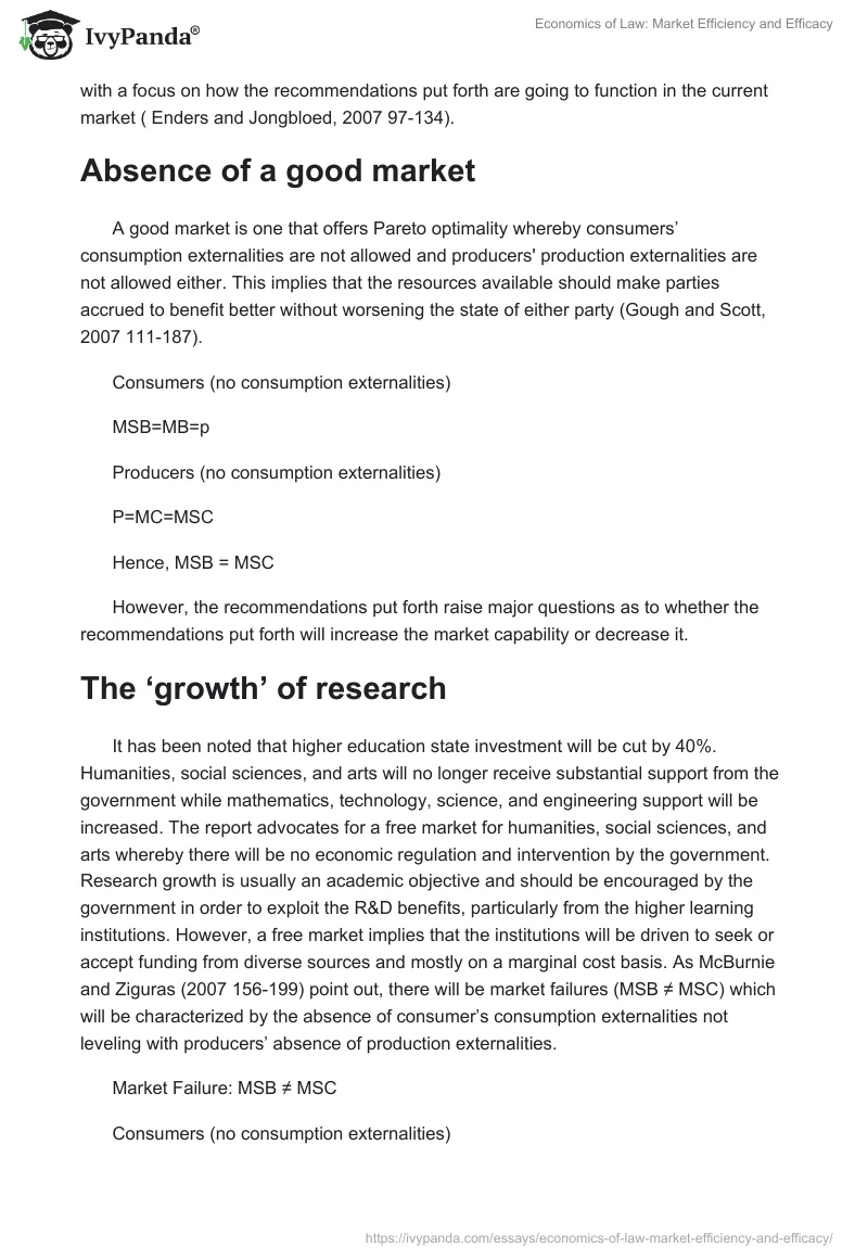 Economic Efficiency in Higher Education: An Analysis of the Brownies Report. Page 2