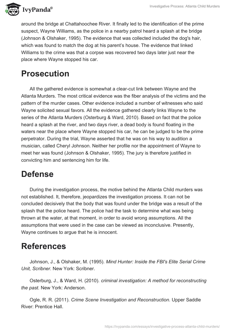 Investigative Process: Atlanta Child Murders. Page 2