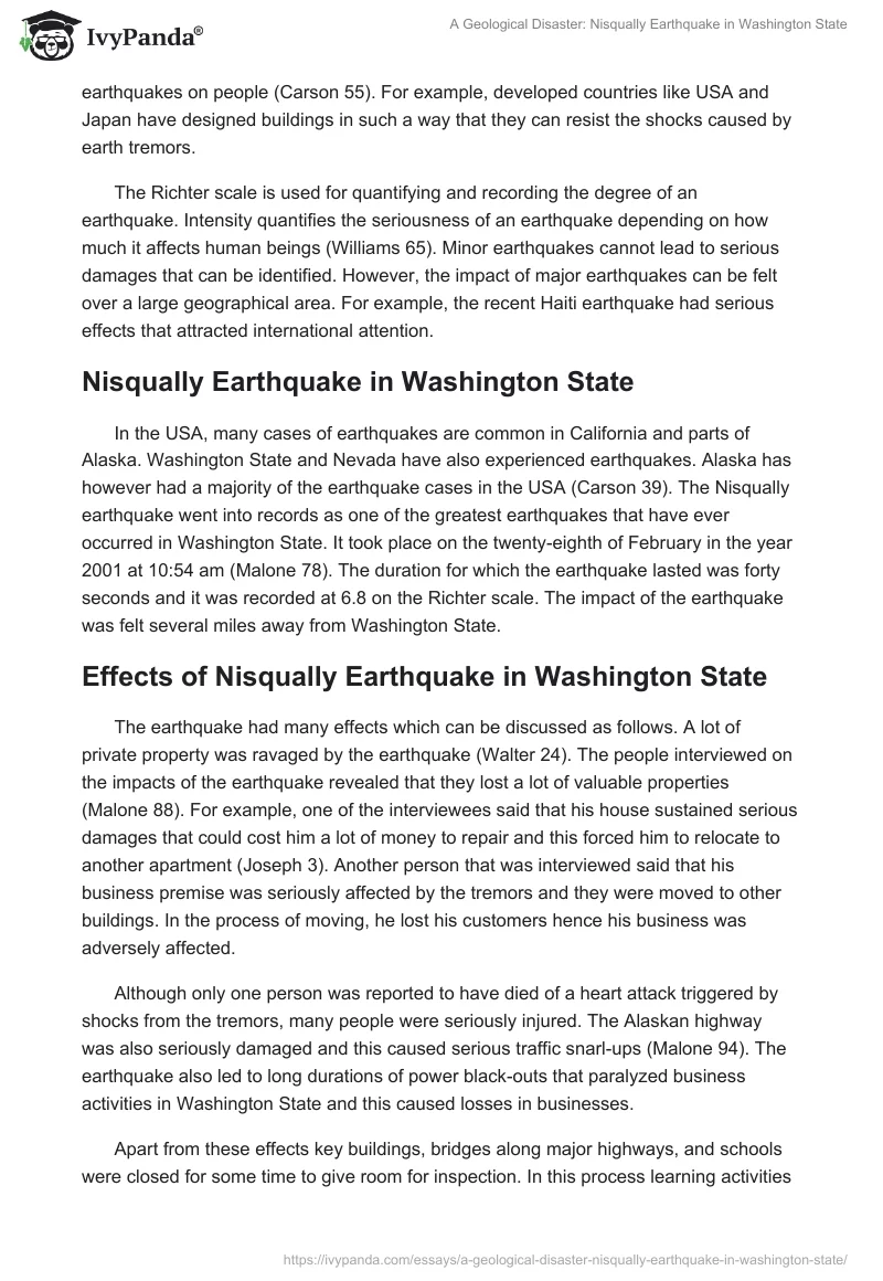 A Geological Disaster: Nisqually Earthquake in Washington State. Page 2