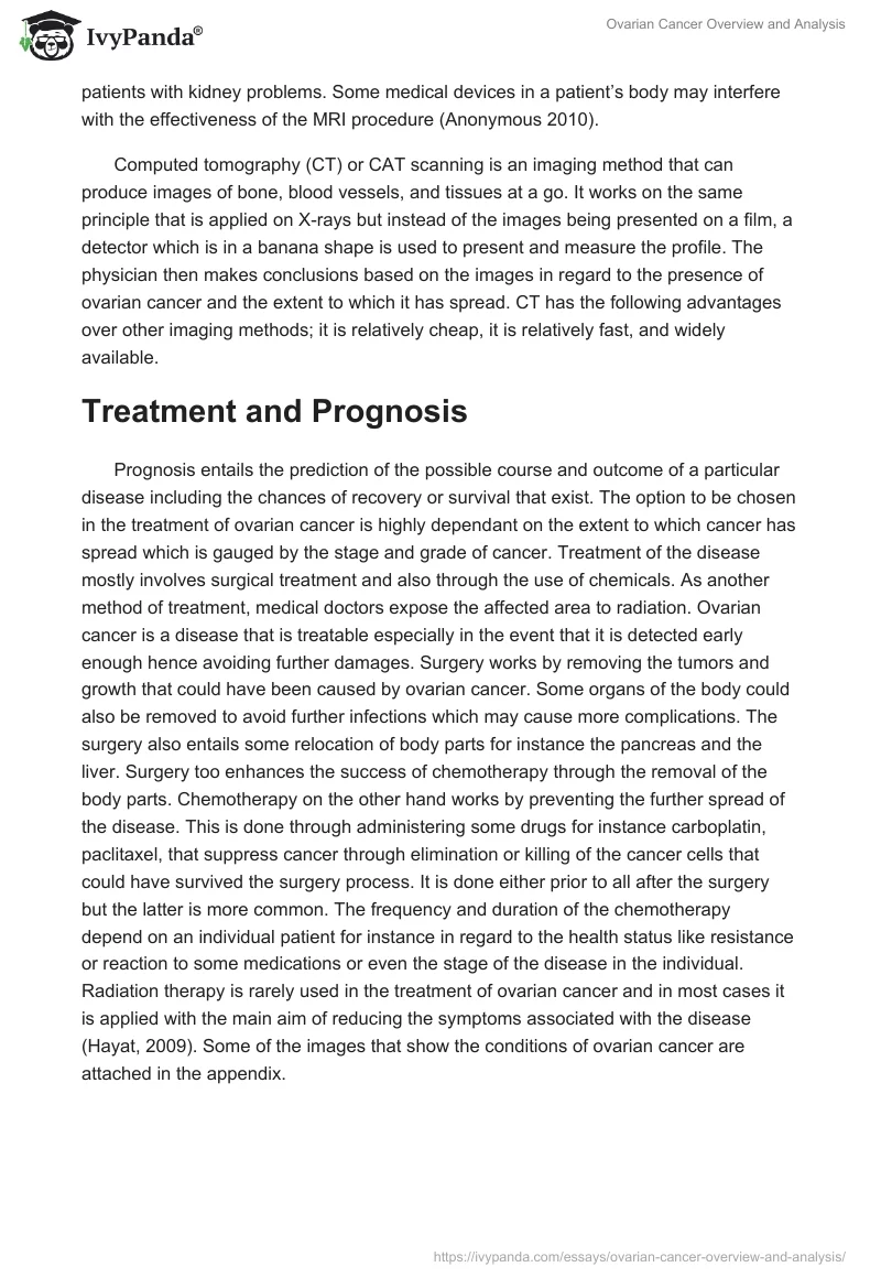 Ovarian Cancer Overview and Analysis. Page 3