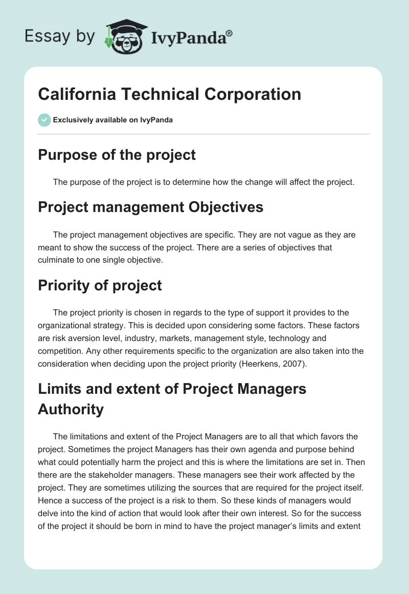 California Technical Corporation. Page 1