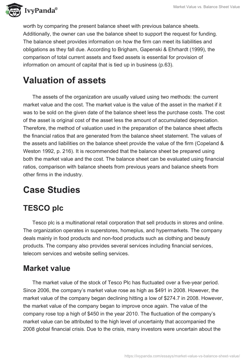 Market Value vs. Balance Sheet Value. Page 3
