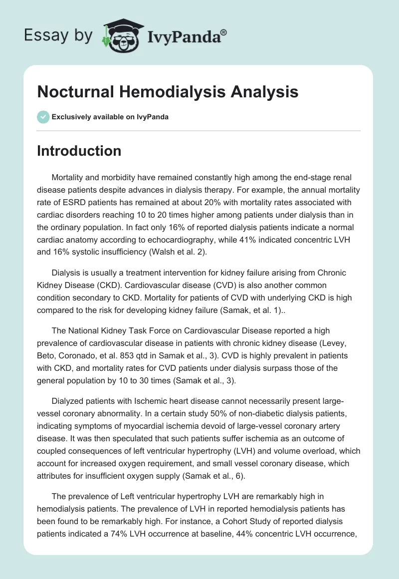 Nocturnal Hemodialysis Analysis. Page 1