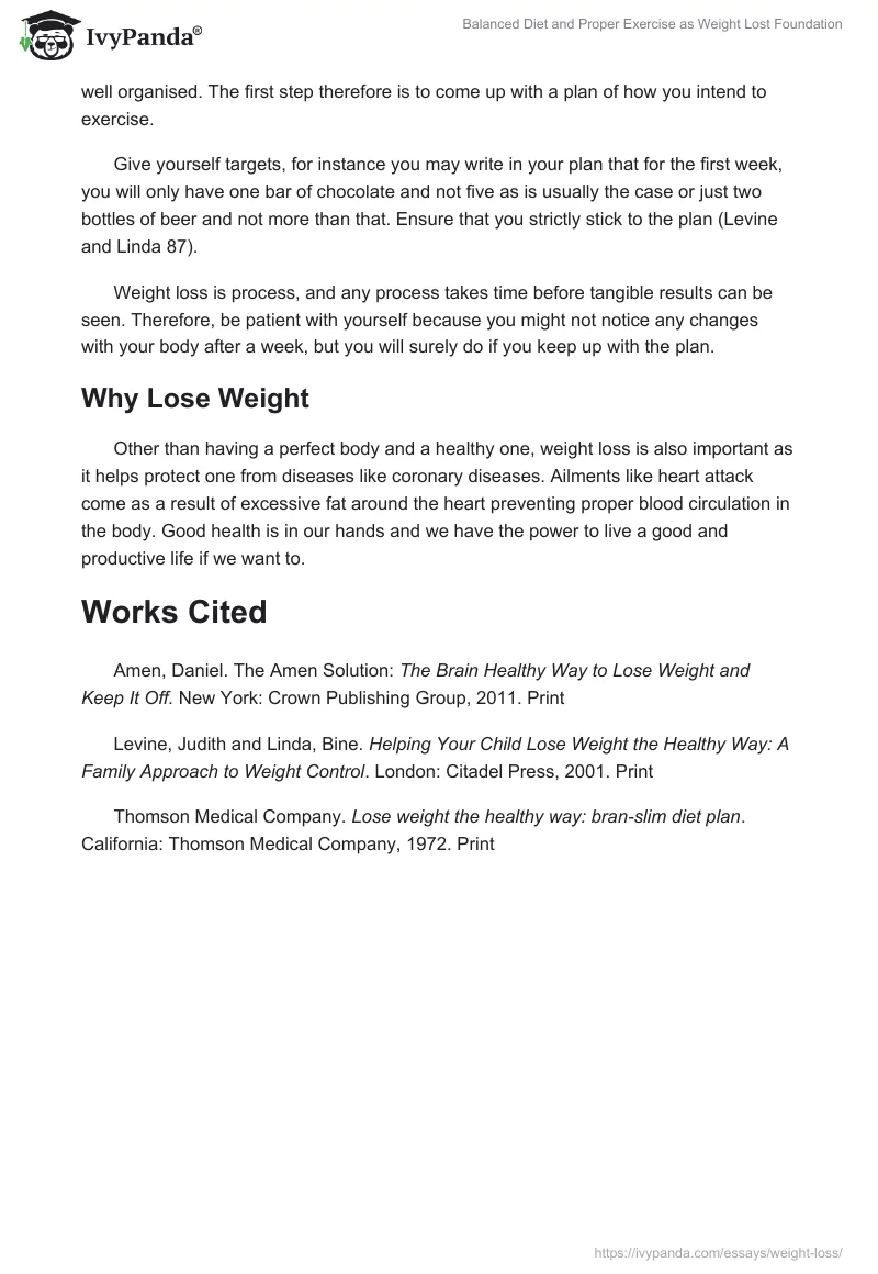 Balanced Diet and Proper Exercise as Weight Lost Foundation. Page 3