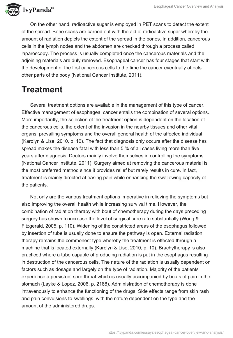 Esophageal Cancer Overview and Analysis. Page 4