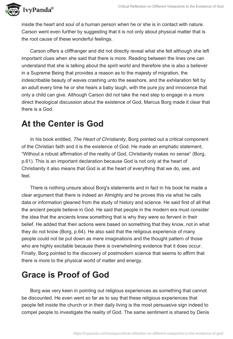 Critical Reflection on Different Viewpoints to the Existence of God. Page 2