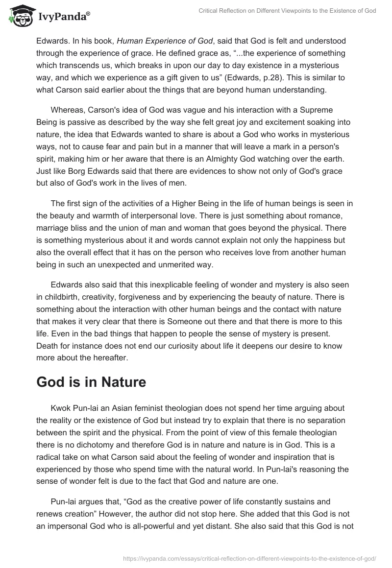 Critical Reflection on Different Viewpoints to the Existence of God. Page 3