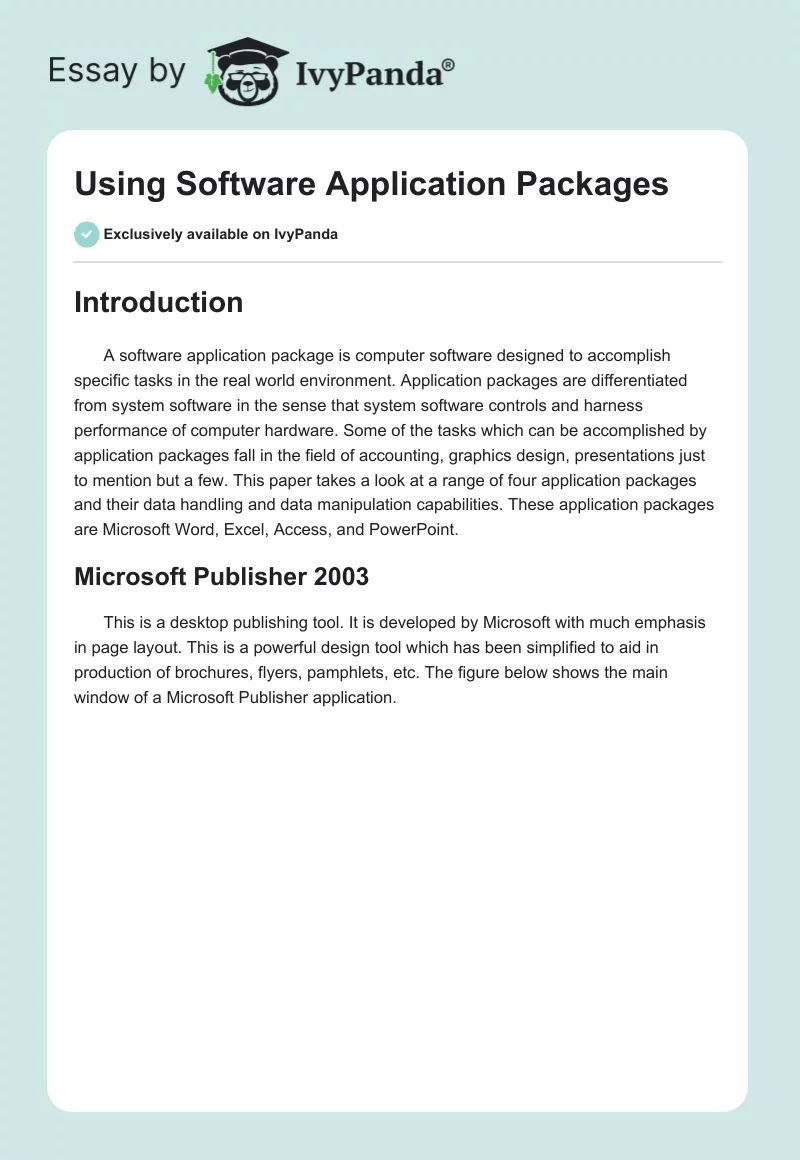 Using Software Application Packages. Page 1