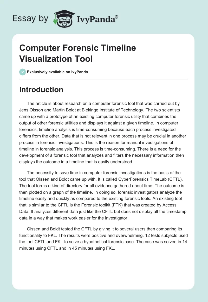 Computer Forensic Timeline Visualization Tool. Page 1
