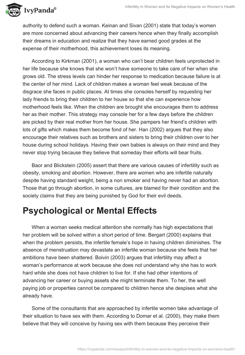 Infertility in Women and Its Negative Impacts on Women’s Health. Page 3