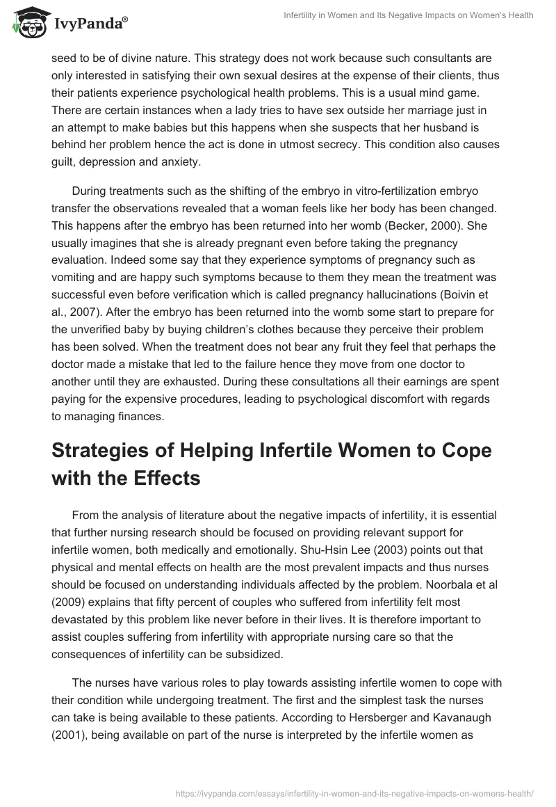 Infertility in Women and Its Negative Impacts on Women’s Health. Page 4