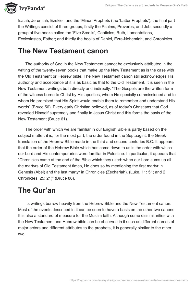 Religion: The Canons as a Standards to Measure One’s Faith. Page 2