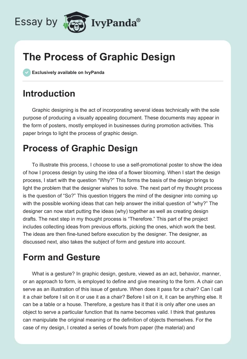 The Process of Graphic Design. Page 1