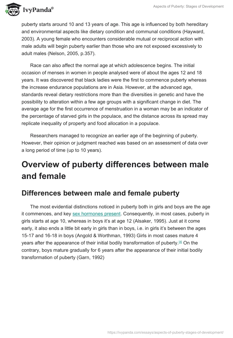 Aspects of Puberty: Stages of Development. Page 2