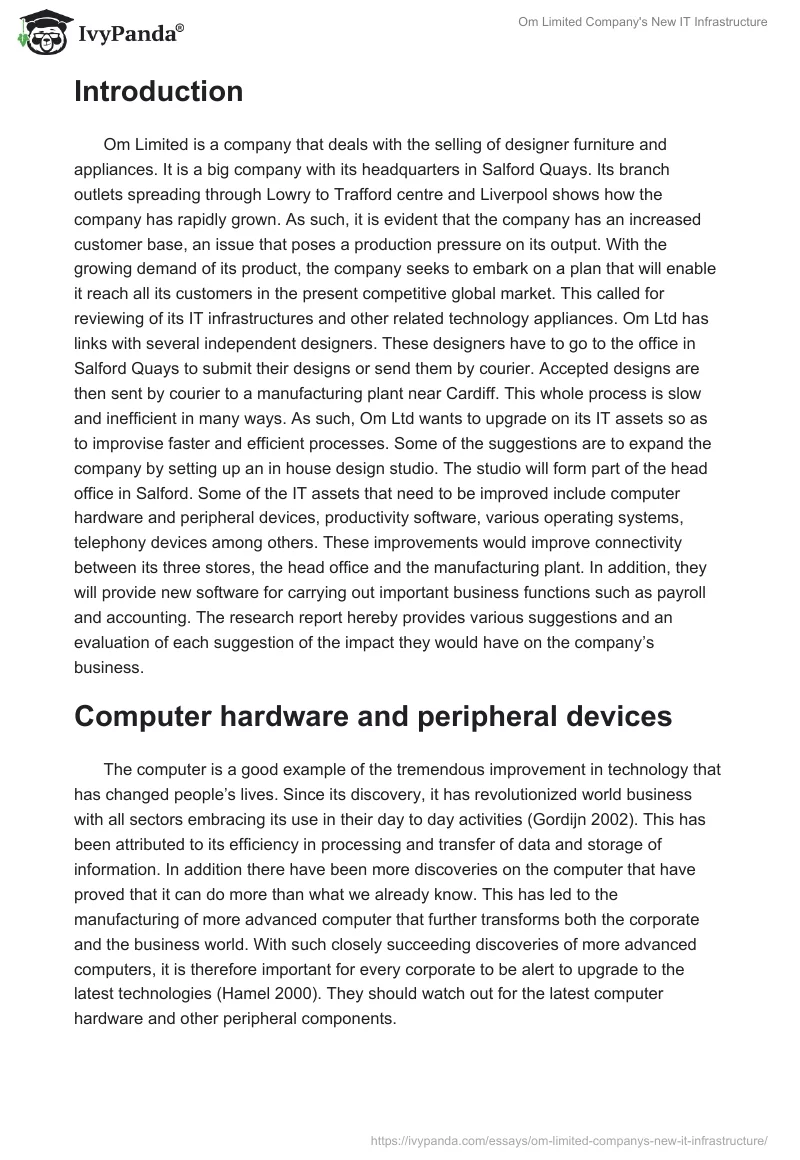 Om Limited Company's New IT Infrastructure. Page 2