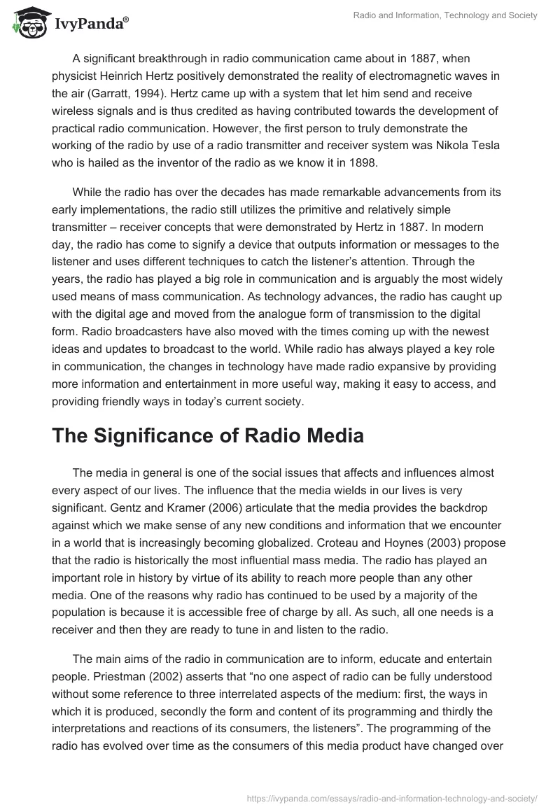 Radio and Information, Technology and Society. Page 2