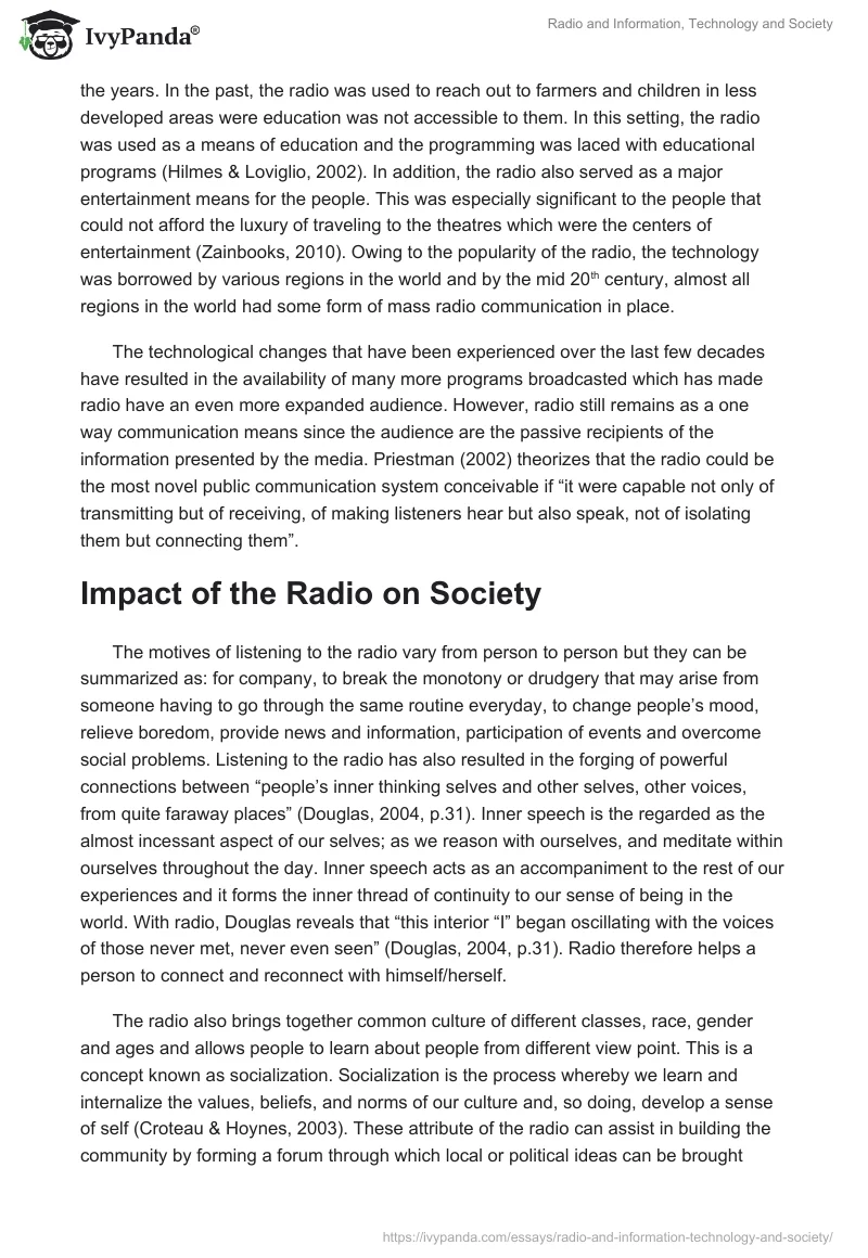 Radio and Information, Technology and Society. Page 3