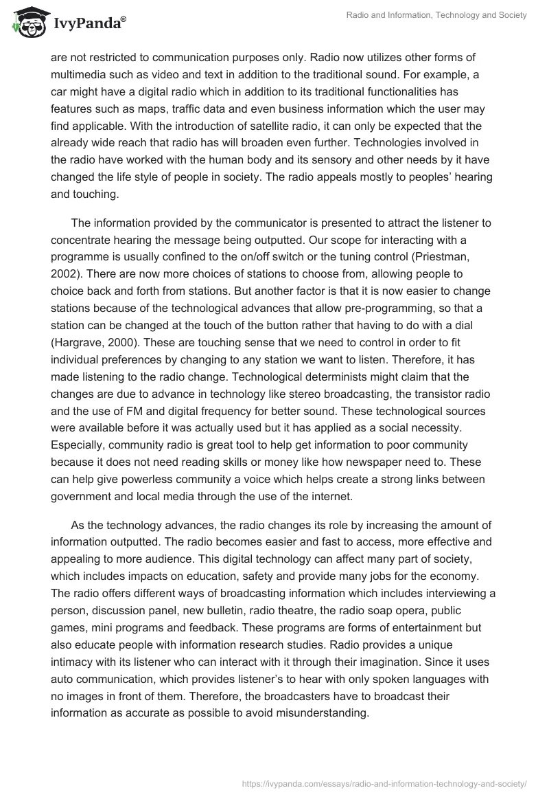 Radio and Information, Technology and Society. Page 5
