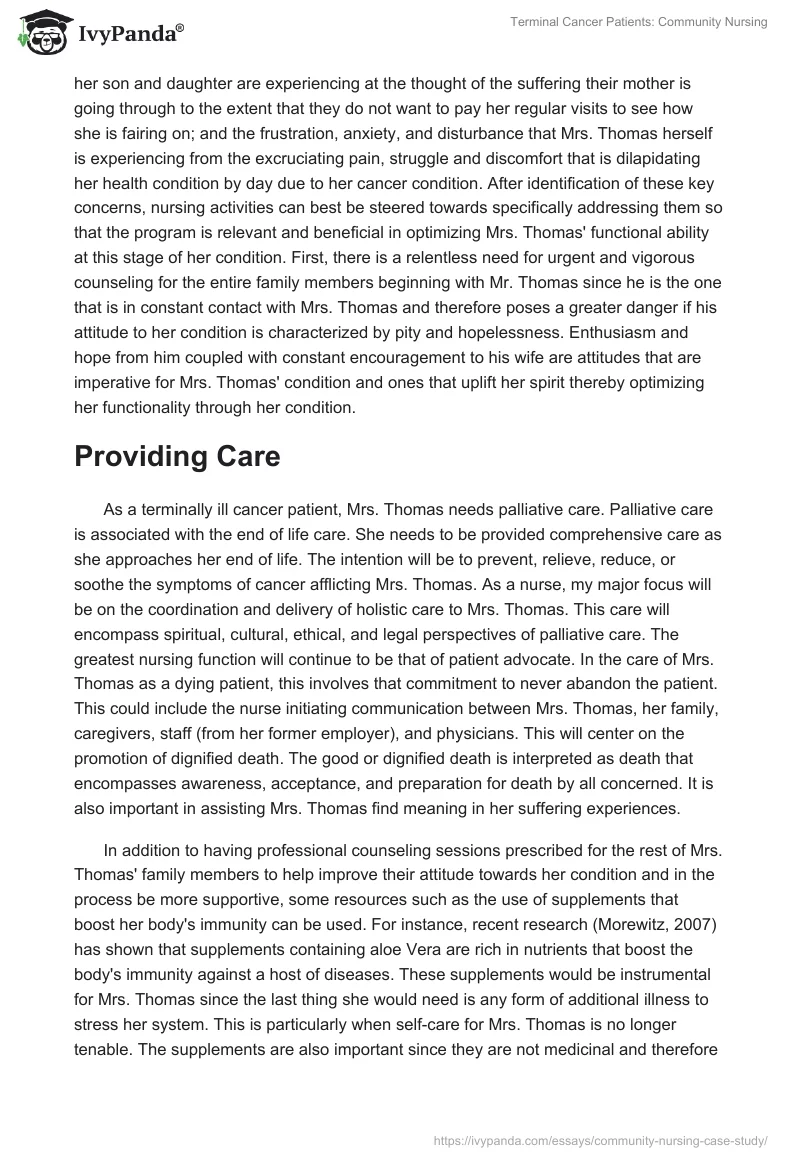 Terminal Cancer Patients: Community Nursing. Page 5