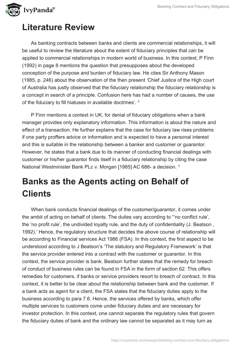 Banking Contract and Fiduciary Obligations. Page 2
