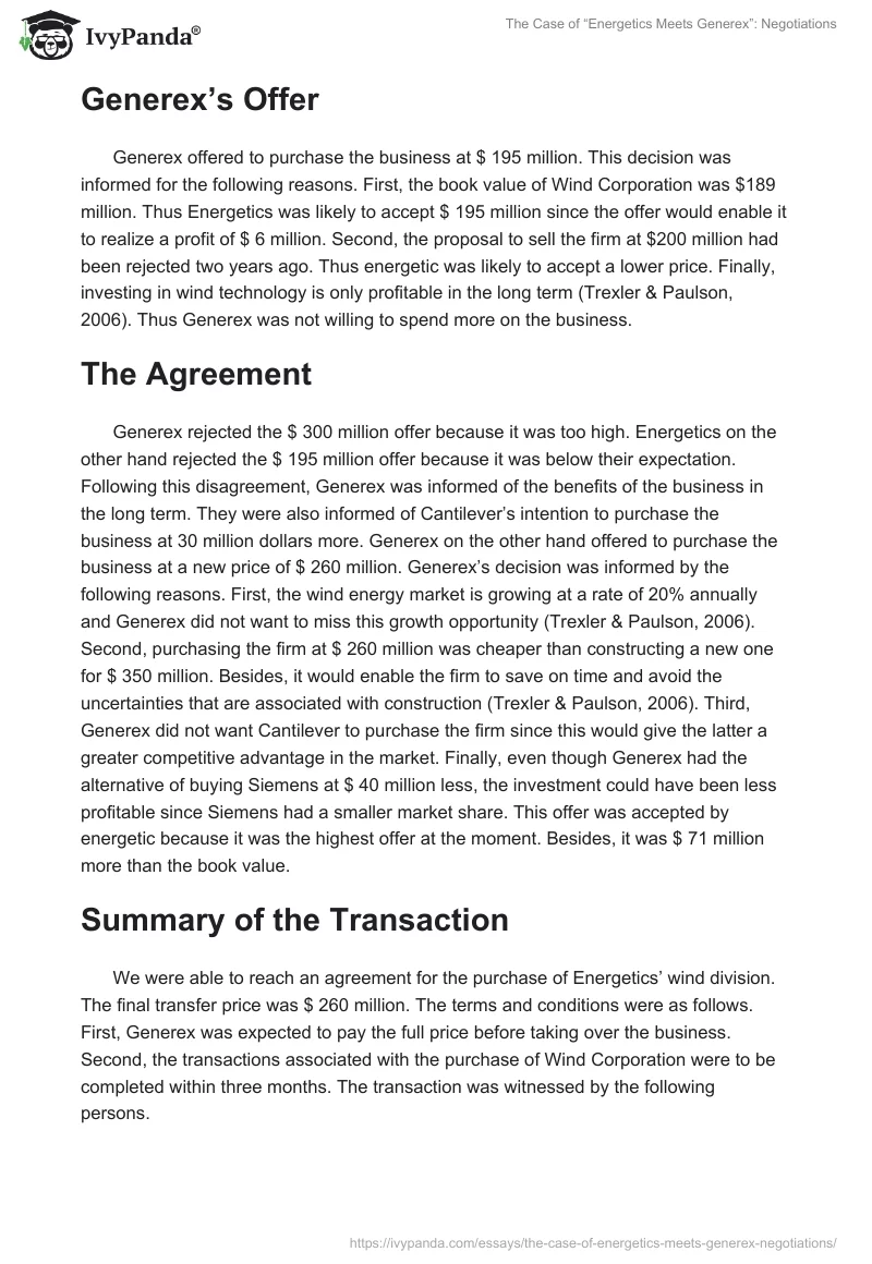 The Case of “Energetics Meets Generex”: Negotiations. Page 2